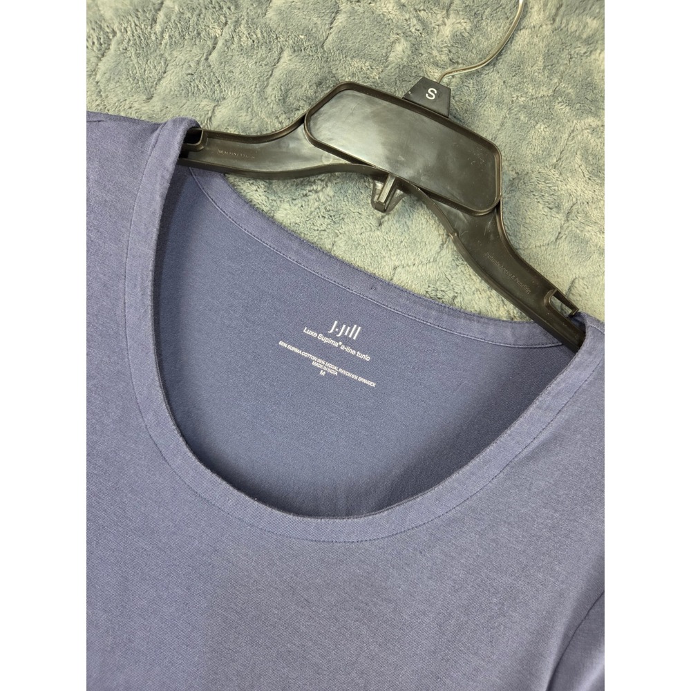 J.Jill Luxe Supima A-Line Tunic Top Dusty Blue 3/4 Sleeve Scoop Neck Medium
